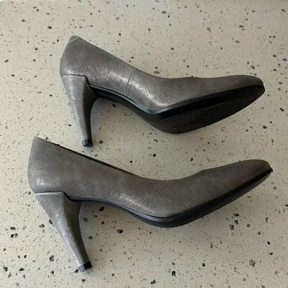 ECCO Patterned Gray. Leather high heels Pumps  Formal Dress Shoes Women’s Sz 37 - Picture 10 of 12